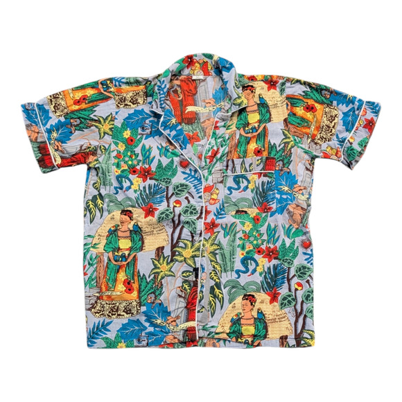 generic tag Tops - 90's AOP Tropical Art Short-sleeve Button-up shirt
